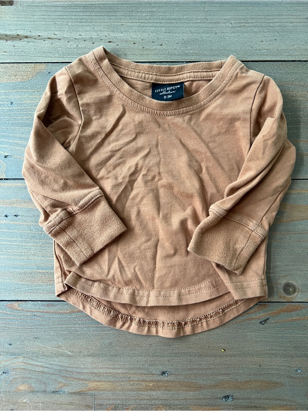 Little Bipsy Brown Long-Sleeve Baby Top - 0-3 Months